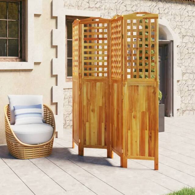 Berkfield Home Beautiful 4-Panel Room Divider 162x2x180 cm Solid Wood Acacia in Brown - Size: 162 x 2 x 180 cm - image 1