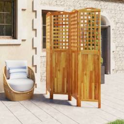 Berkfield Home Beautiful 4-Panel Room Divider 162x2x180 cm Solid Wood Acacia in Brown - Size: 162 x 2 x 180 cm - thumbnail 1