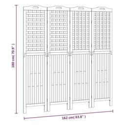 Berkfield Home Beautiful 4-Panel Room Divider 162x2x180 cm Solid Wood Acacia in Brown - Size: 162 x 2 x 180 cm - thumbnail 9