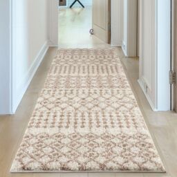 THE RUGS Soft Moroccan Diamond Shaggy Rugs & Runners Ivory Beige Living Room - Size: 60 cm x 110 cm - thumbnail 7
