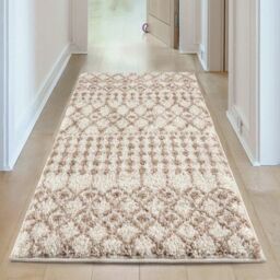 THE RUGS Soft Moroccan Diamond Shaggy Rugs & Runners Ivory Beige Living Room - Size: 60 cm x 110 cm - thumbnail 6