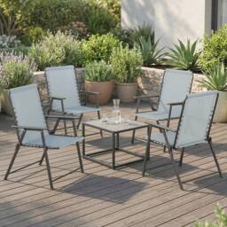 NESTLUNE Folding Garden Chairs, Outdoor Chairs Set of 4 in Grey - Size: 100 cm x 100 cm - thumbnail 3
