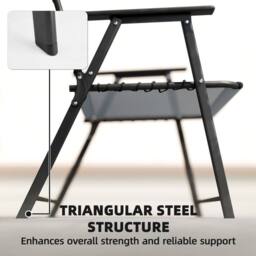 NESTLUNE Folding Garden Chairs, Outdoor Chairs Set of 4 in Grey - Size: 100 cm x 100 cm - thumbnail 6