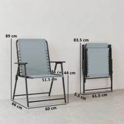 NESTLUNE Folding Garden Chairs, Outdoor Chairs Set of 4 in Grey - Size: 100 cm x 100 cm - thumbnail 2