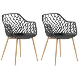 Wyld and Coco 2-Pack Dining Chairs Black Open Net Back - thumbnail 2