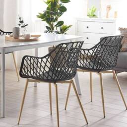 Wyld and Coco 2-Pack Dining Chairs Black Open Net Back - thumbnail 1