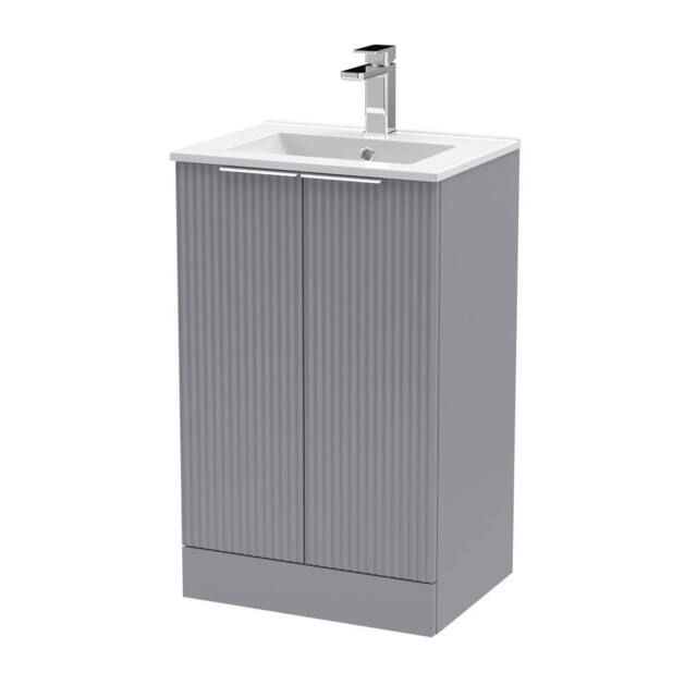 Balterley Tixall Fluted 2 Door Vanity Basin Unit, Satin Grey, 500mm in Grey - image 1