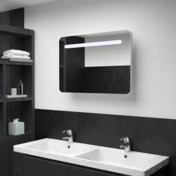 Berkfield Home LED Bathroom Mirror Cabinet 80x9.5x55 cm in White - thumbnail 1