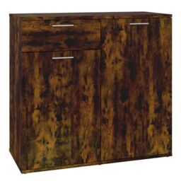 Berkfield Home Sideboard Smoked Oak 80x36x75 cm Engineered Wood in Brown - Size: 80 x 36 x 75 cm - thumbnail 2