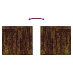 Berkfield Home Sideboard Smoked Oak 80x36x75 cm Engineered Wood in Brown - Size: 80 x 36 x 75 cm - thumbnail 6