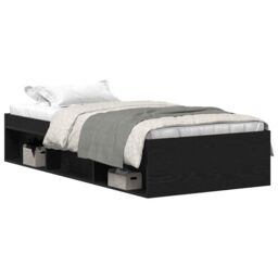 Berkfield Home Bed Frame without Mattress Black Oak 100x200 cm Engineered Wood in Brown - thumbnail 2