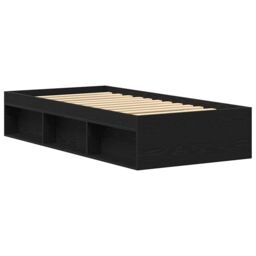 Berkfield Home Bed Frame without Mattress Black Oak 100x200 cm Engineered Wood in Brown - thumbnail 7