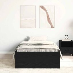 Berkfield Home Bed Frame without Mattress Black Oak 100x200 cm Engineered Wood in Brown - thumbnail 3
