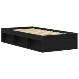 Berkfield Home Bed Frame without Mattress Black Oak 100x200 cm Engineered Wood in Brown - thumbnail 4