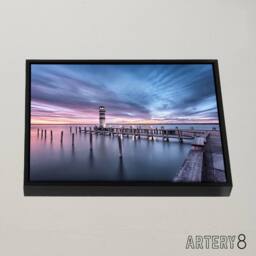 "Artery8 Desousa Lake Neusiedl Austria Sunset Framed Canvas Wall Art Print in Blue - Size: W12"" x H16""" - thumbnail 2