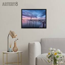 "Artery8 Desousa Lake Neusiedl Austria Sunset Framed Canvas Wall Art Print in Blue - Size: W12"" x H16""" - thumbnail 3