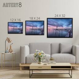 "Artery8 Desousa Lake Neusiedl Austria Sunset Framed Canvas Wall Art Print in Blue - Size: W12"" x H16""" - thumbnail 4