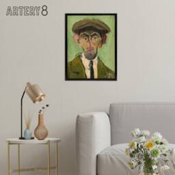 "Artery8 Self Portrait in Green Arnold Weisz Kubincan Black Framed Canvas Art - Size: W24"" x H32""" - thumbnail 3
