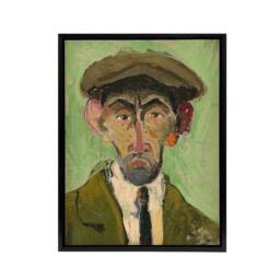 "Artery8 Self Portrait in Green Arnold Weisz Kubincan Black Framed Canvas Art - Size: W24"" x H32""" - thumbnail 1