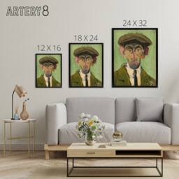 "Artery8 Self Portrait in Green Arnold Weisz Kubincan Black Framed Canvas Art - Size: W24"" x H32""" - thumbnail 4