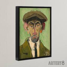 "Artery8 Self Portrait in Green Arnold Weisz Kubincan Black Framed Canvas Art - Size: W24"" x H32""" - thumbnail 2
