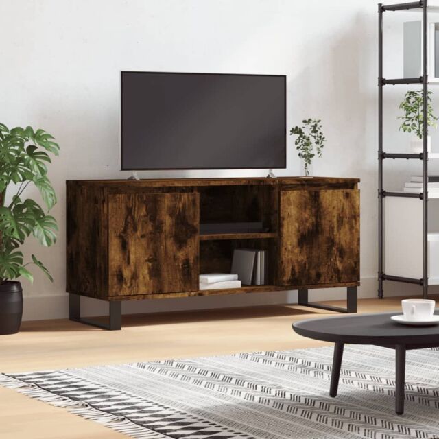 Berkfield Home TV Cabinet Smoked Oak 104x35x50 cm Engineered Wood in Brown - Size: 104 x 35 x 50 cm - image 1