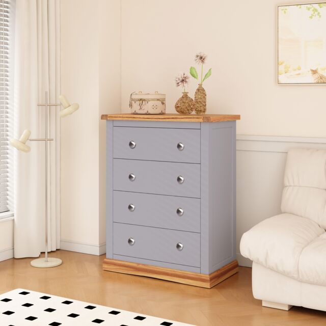 Cabinet Bits Biccari 4 Drawer Chest of Drawers Chrome Knob in Grey - image 1
