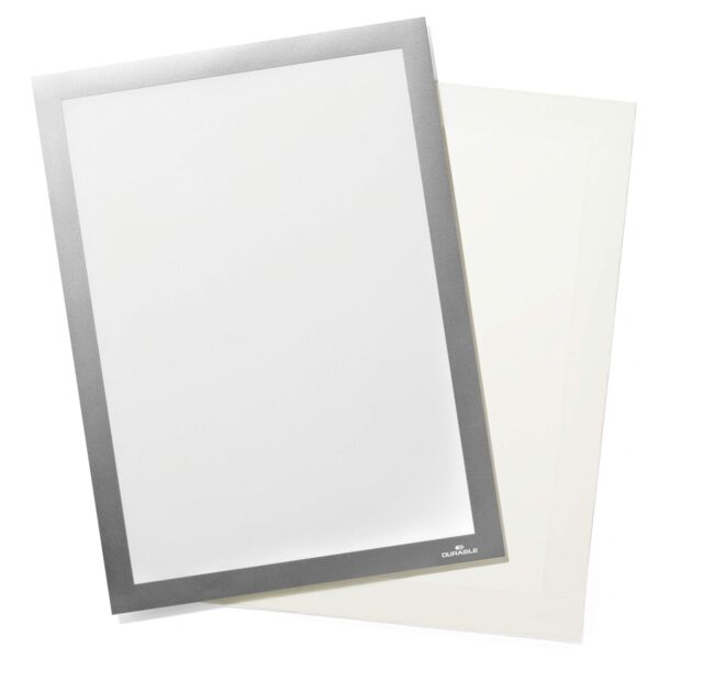 Durable Duraframe Grip Fabric Adhesive Magnetic Signage Frame - A4 - Silver - Size: 1 Pack - image 1