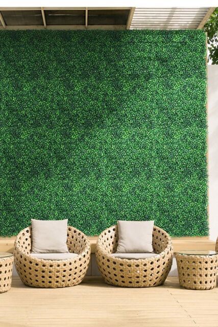 H&O Direct 6Pcs Decorative Artificial Boxwood Panels for Indoor Outdoor in Green