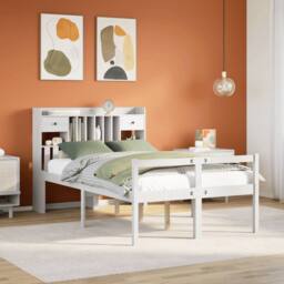 Berkfield Home Decorative Bookcase Bed without Mattress White 135x190 cm Doouble - thumbnail 2