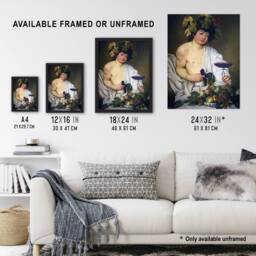 "Artery8 Bacchus Roman Mythology God Caravaggio Wall Art Poster Print - Size: W18"" x H24""" - thumbnail 3