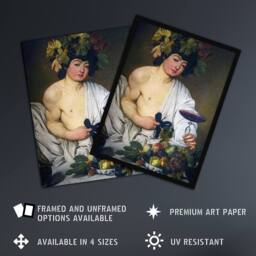 "Artery8 Bacchus Roman Mythology God Caravaggio Wall Art Poster Print - Size: W18"" x H24""" - thumbnail 2
