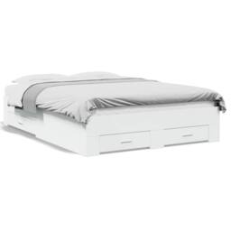 Berkfield Home Modern Bed Frame with Drawers without Mattress White 135x190 cm Double - thumbnail 3