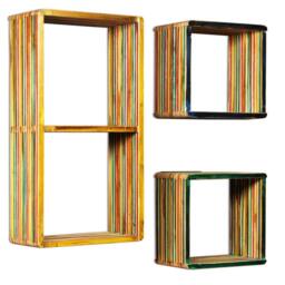Berkfield Home Wall Shelf Set 3 Pieces Solid Reclaimed Teak Multicolour