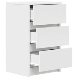 Berkfield Home Bedside Cabinet with 3 Drawers White 39x35x65 cm - Size: 39 x 35 x 65 cm - thumbnail 5