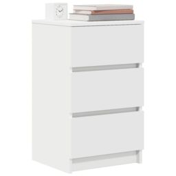 Berkfield Home Bedside Cabinet with 3 Drawers White 39x35x65 cm - Size: 39 x 35 x 65 cm - thumbnail 4