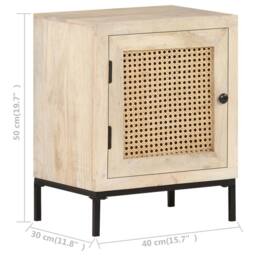 Berkfield Home Bedside Cabinet 40x30x50 cm Solid Mango Wood & Natural Cane in Light Brown - Size: 40 x 30 x 50 cm - thumbnail 7