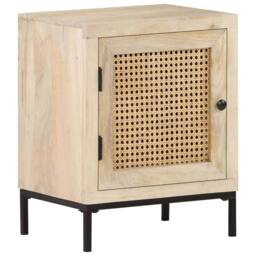 Berkfield Home Bedside Cabinet 40x30x50 cm Solid Mango Wood & Natural Cane in Light Brown - Size: 40 x 30 x 50 cm - thumbnail 9