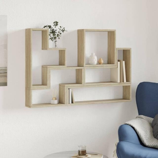 Berkfield Home Wall Shelf Sonoma Oak 96x12x64 cm Engineered Wood in Light Tan - Size: 96 x 12 x 64 cm - image 1