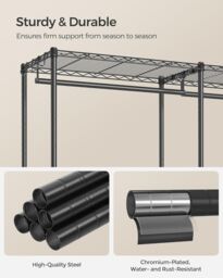 SONGMICS Open Wardrobe Metal Clothes Rails Adjustable Shelves Dividable in Black - thumbnail 6