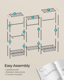 SONGMICS Open Wardrobe Metal Clothes Rails Adjustable Shelves Dividable in Black - thumbnail 8