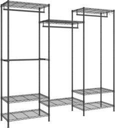 SONGMICS Open Wardrobe Metal Clothes Rails Adjustable Shelves Dividable in Black - thumbnail 9
