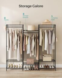 SONGMICS Open Wardrobe Metal Clothes Rails Adjustable Shelves Dividable in Black - thumbnail 5