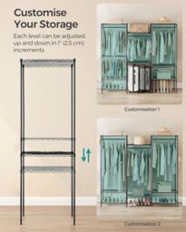 SONGMICS Open Wardrobe Metal Clothes Rails Adjustable Shelves Dividable in Black - thumbnail 4