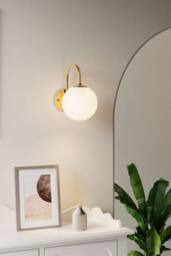 Living and Home Modern Golden Wall Lamp with Glass Shade in Gold - thumbnail 2