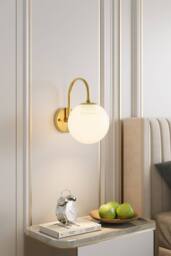 Living and Home Modern Golden Wall Lamp with Glass Shade in Gold