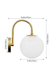 Living and Home Modern Golden Wall Lamp with Glass Shade in Gold - thumbnail 3