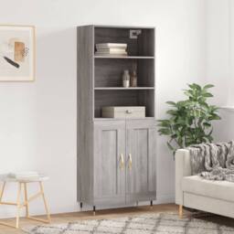 Berkfield Home Highboard Grey Sonoma 69.5x34x180 cm Engineered Wood - thumbnail 2