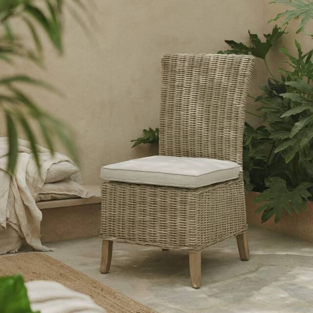 Wyld Haus Sorrento Wicker Dining Chair with Removable Cushion Beige - image 1