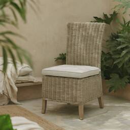 Wyld Haus Sorrento Wicker Dining Chair with Removable Cushion Beige